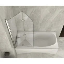 Box Vasca Doccia a Libro 6 mm Cristallo Sopravasca Pieghevole Bagno Parete Vetro