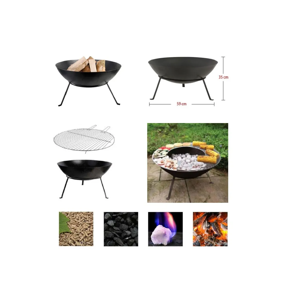Braciere Portatile Barbecue da Esterno Giardino per Legna Pellet