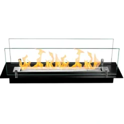 Bruciatore a Bioetanolo con Vetri da Incasso 65 cm 0,7L Acciaio Inox