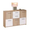 Buffet Mobile Moderno Bianco e Rovere con Ante Cassetti da Salotto