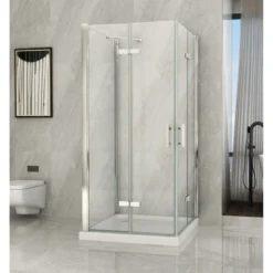 Cabina Box Doccia 3 Lati 2 Ante a Libro 60 70 80 90 100 Battente Porta Cristallo