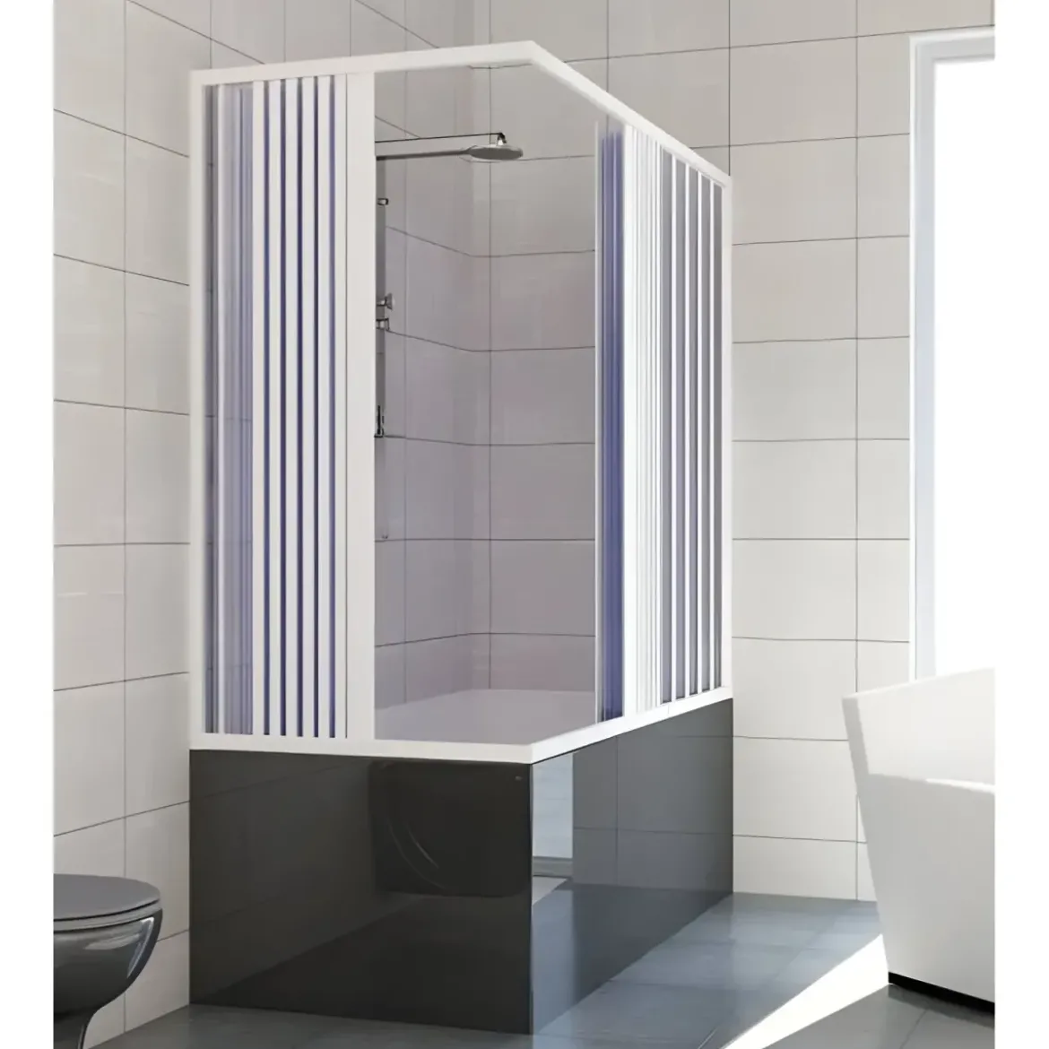 Cabina Box Doccia per Vasca 2 Ante a Soffietto Sopravasca PVC Angolare Colorato