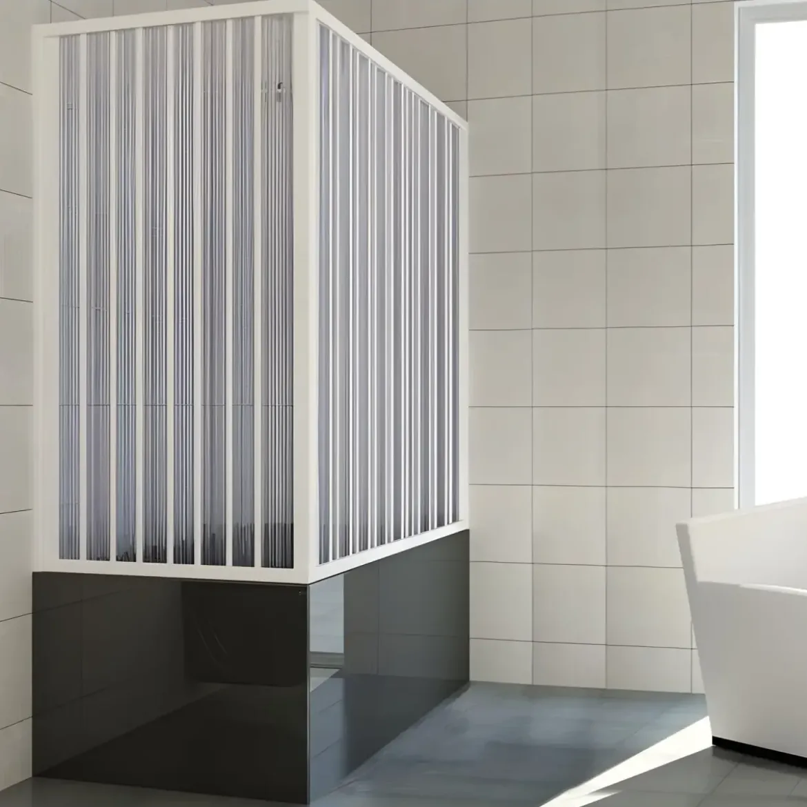 Cabina Box Doccia per Vasca 2 Ante a Soffietto Sopravasca PVC Angolare Colorato