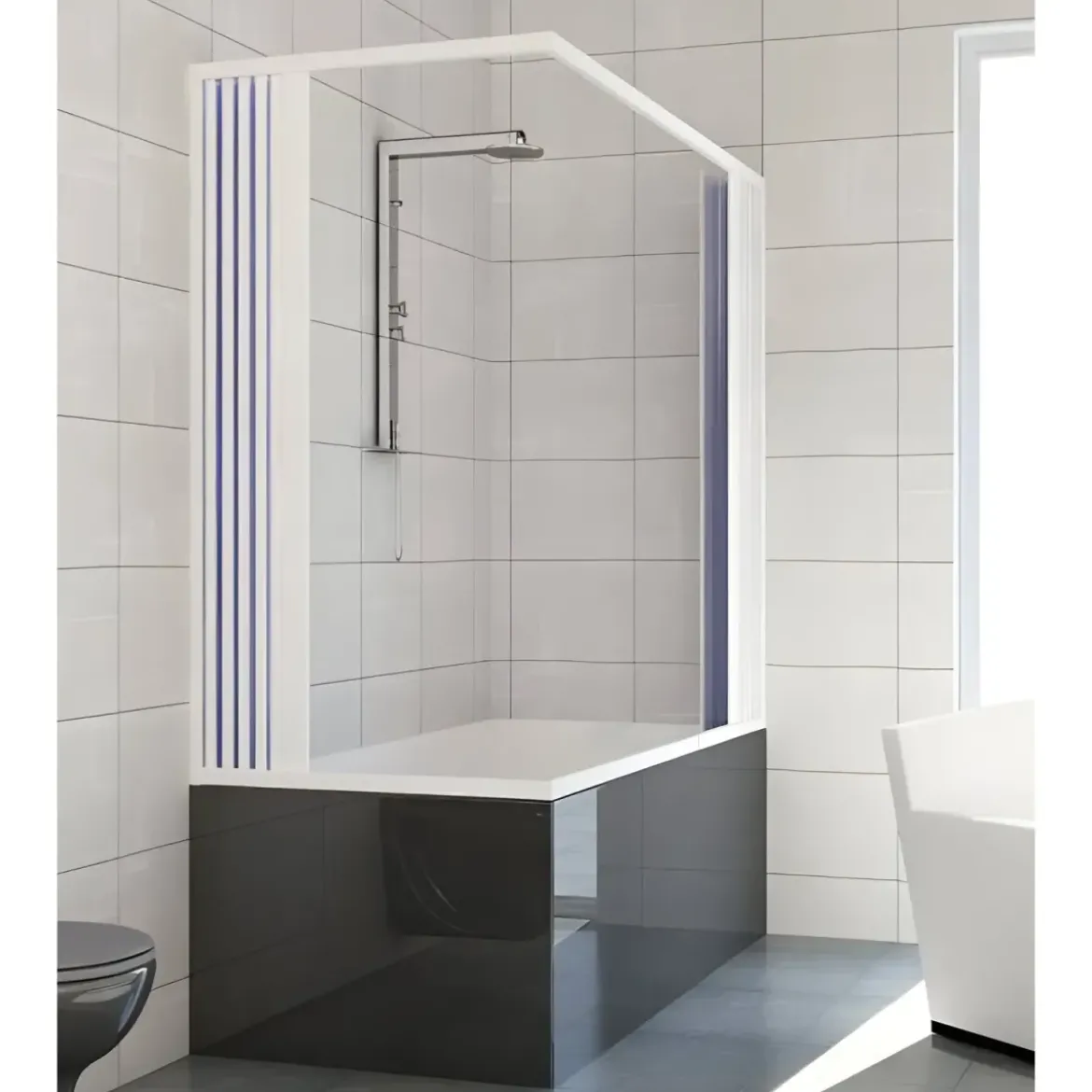 Cabina Box Doccia per Vasca 2 Ante a Soffietto Sopravasca PVC Angolare Colorato
