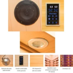 Cabina Sauna ad Raggi Infrarossi 3 4 Posti Angolare Legno da Casa Cromoterapia