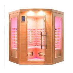 Cabina Sauna ad Raggi Infrarossi 3 4 Posti Angolare Legno da Casa Cromoterapia