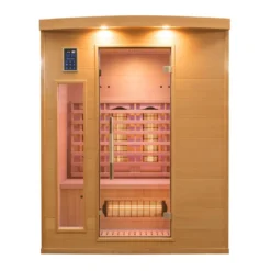 Cabina Sauna a Raggi Infrarossi 3 Posti in Legno Casa Ionizzatore Cromoterapia
