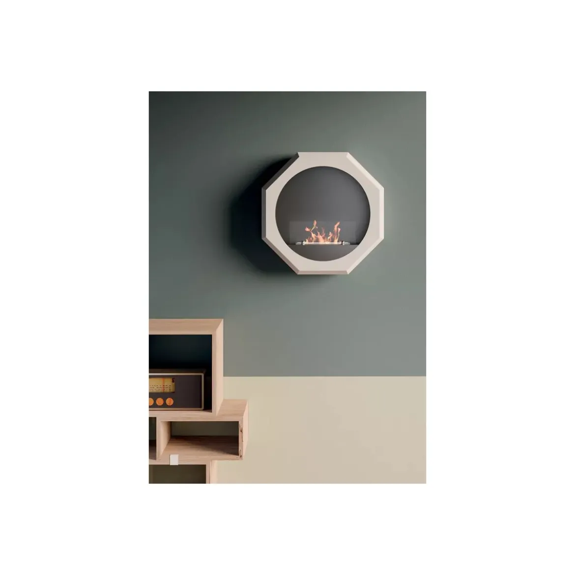 Caminetto a Bioetanolo da Parete Ottagonale Bianco 2Kw