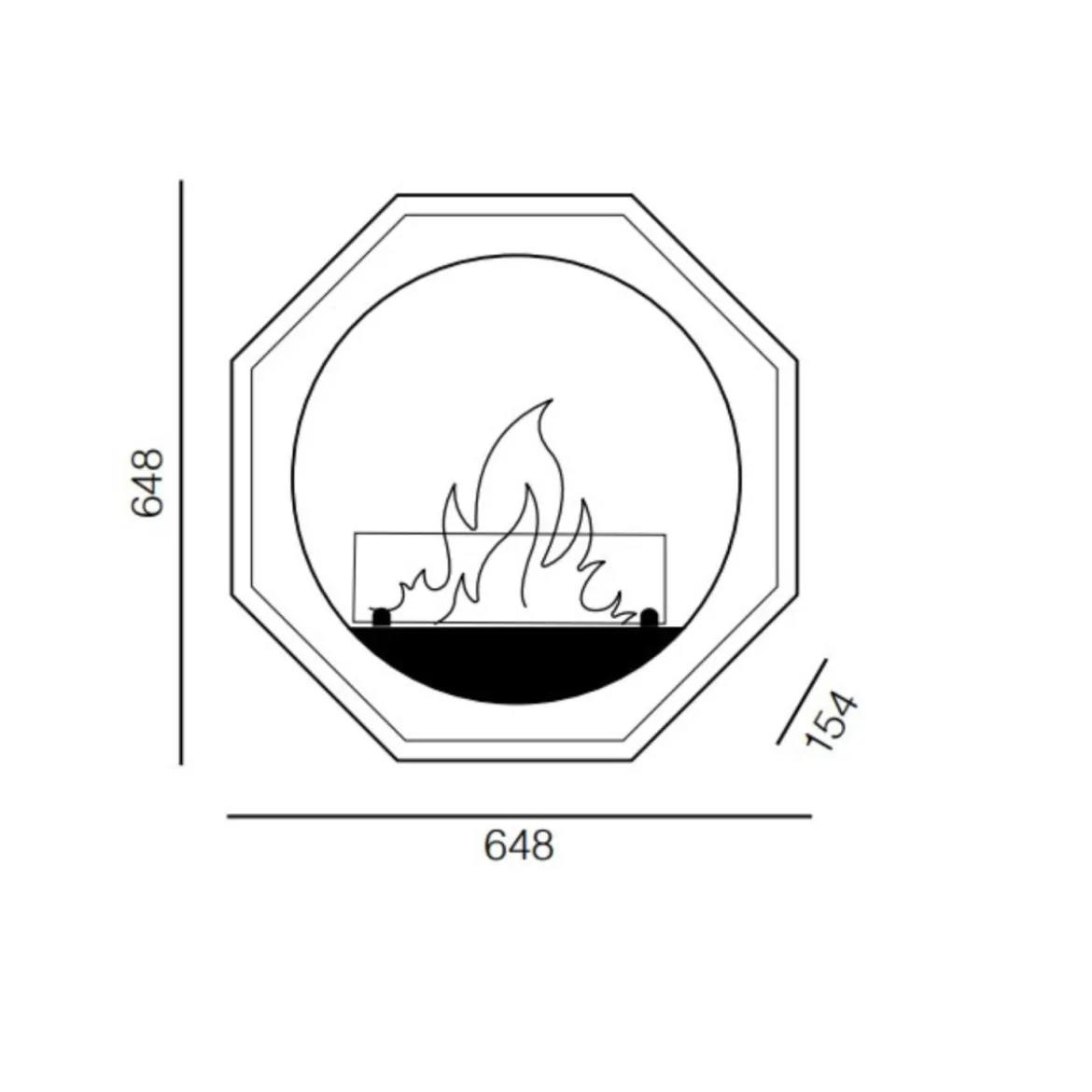 Caminetto a Bioetanolo da Parete Ottagonale Bianco 2Kw