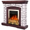 Caminetto Elettrico Cornice Legno da Pavimento 2000W Termostato Regolabile