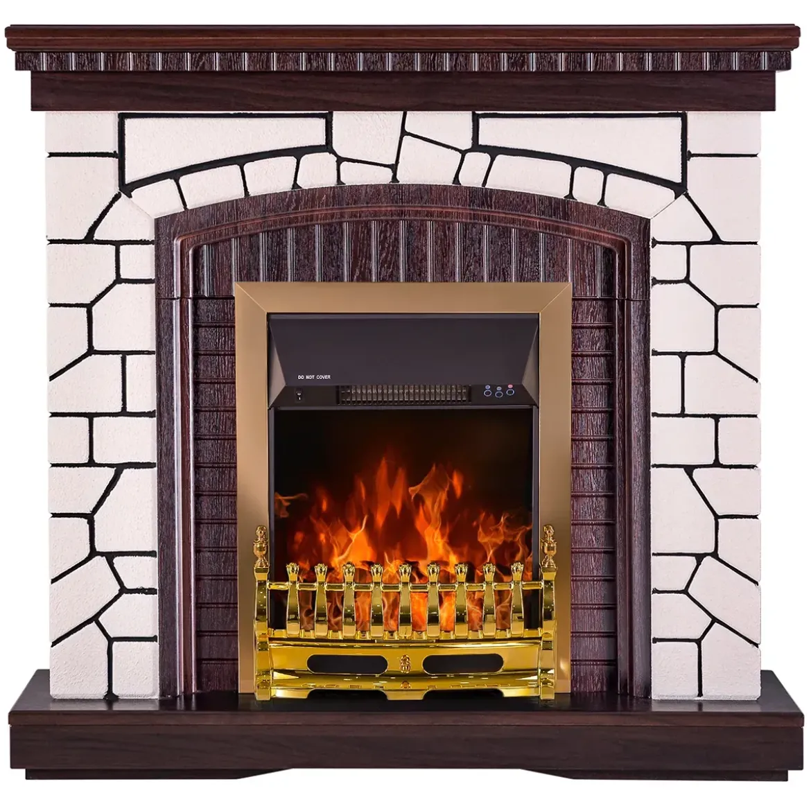 Caminetto Elettrico Cornice Legno da Pavimento 2000W Termostato Regolabile