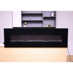 Caminetto Elettrico da Parete 180 cm con Fiamma Finta a Led 1500W