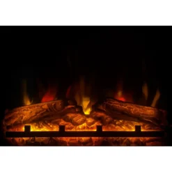 Caminetto Elettrico da Pavimento Tagu Frode con Cornice Decorativa in Legno Beige