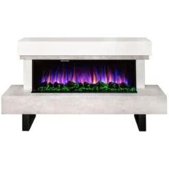 Caminetto Elettrico Moderno 1500W da Pavimento Fiamma 3D Multicolore