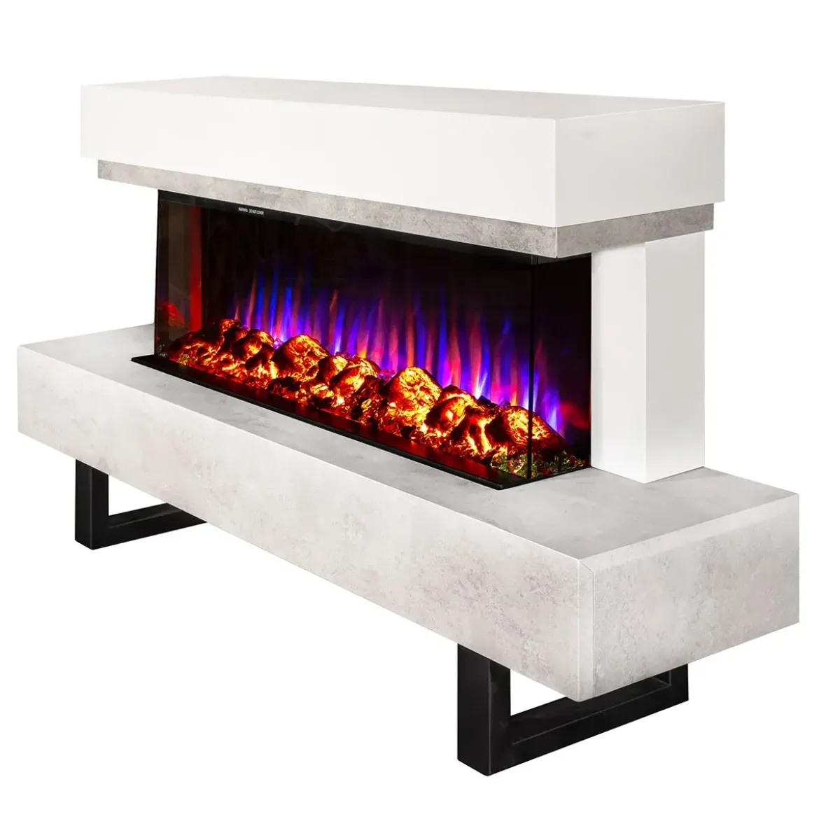Caminetto Elettrico Moderno 1500W da Pavimento Fiamma 3D Multicolore