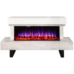 Caminetto Elettrico Moderno 1500W da Pavimento Fiamma 3D Multicolore