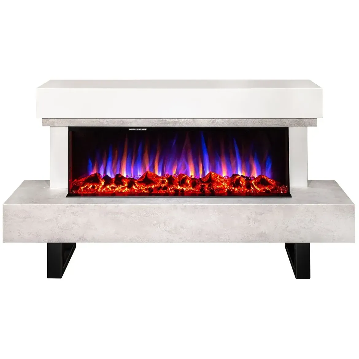 Caminetto Elettrico Moderno 1500W da Pavimento Fiamma 3D Multicolore
