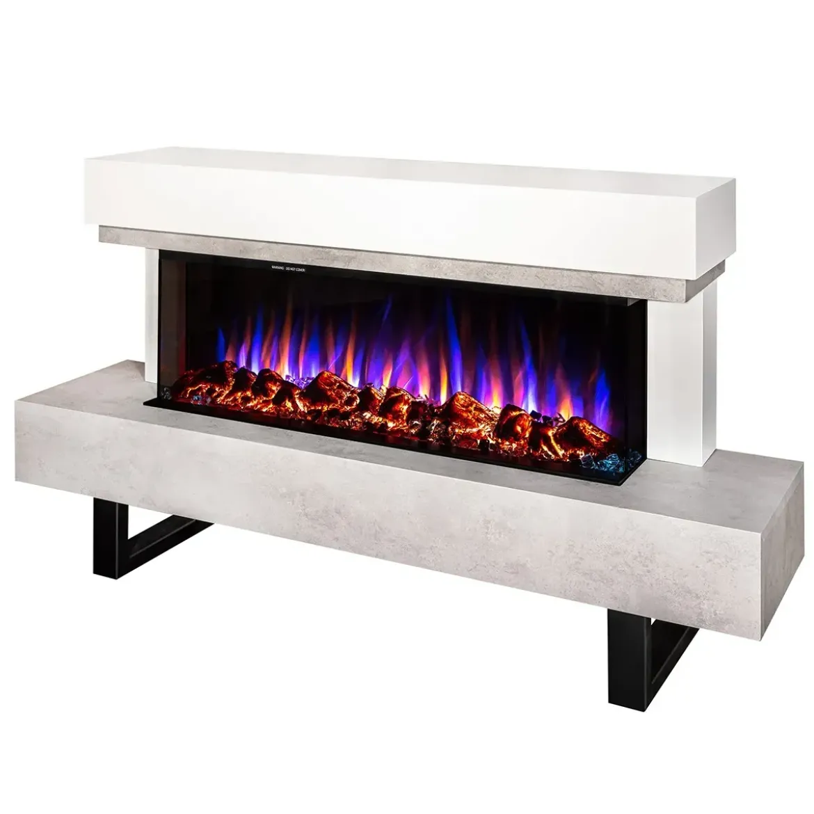 Caminetto Elettrico Moderno 1500W da Pavimento Fiamma 3D Multicolore