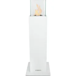 Camino a Bioetanolo a Colonna 110cm Bianco 3kW da Giardino Moderno
