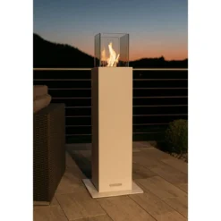 Camino a Bioetanolo a Colonna 110cm Bianco 3kW da Giardino Moderno