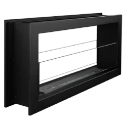 Camino a Bioetanolo Bifacciale 1,5L Nero da Parete 90x40 cm Acciaio