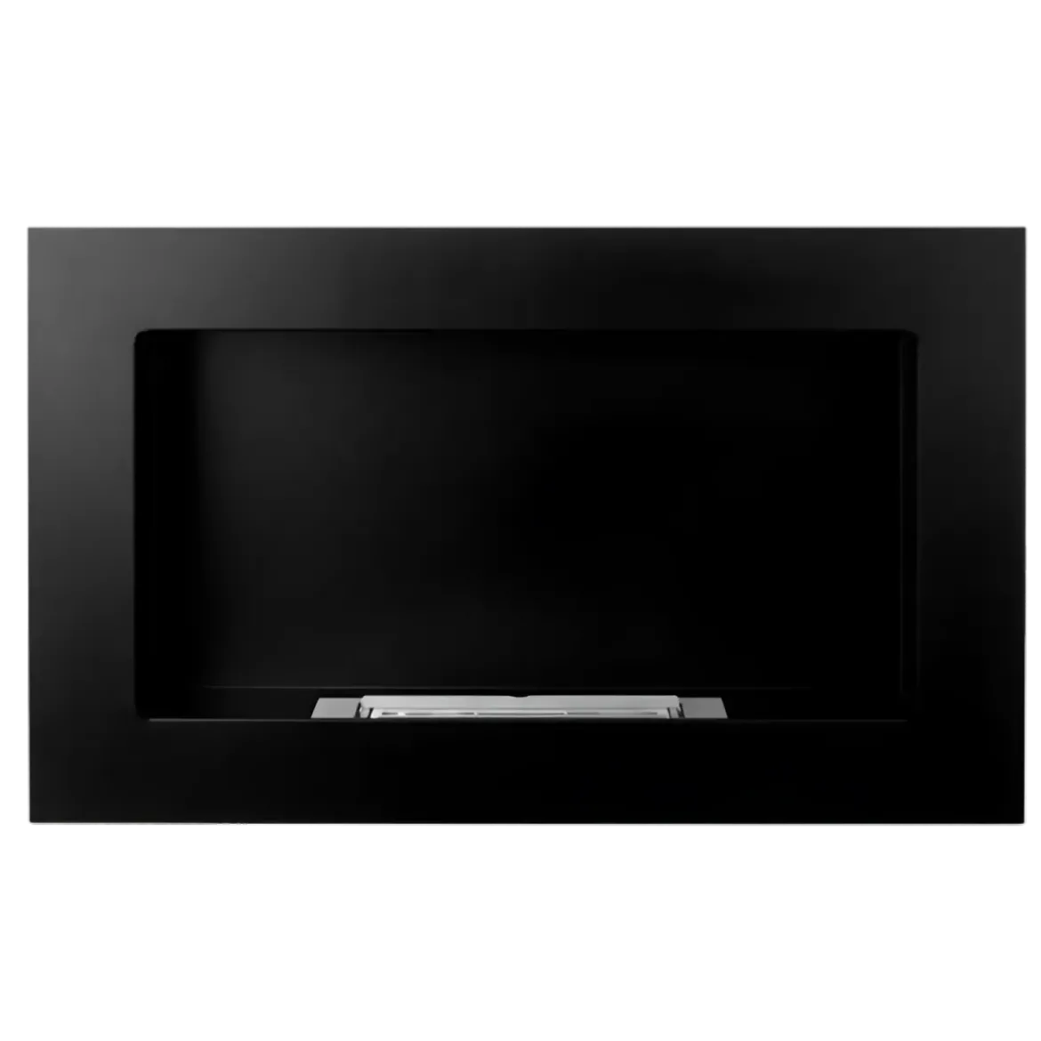 Camino a Bioetanolo da Incasso 2kW Nero in Acciaio Inox 65x12x40 cm