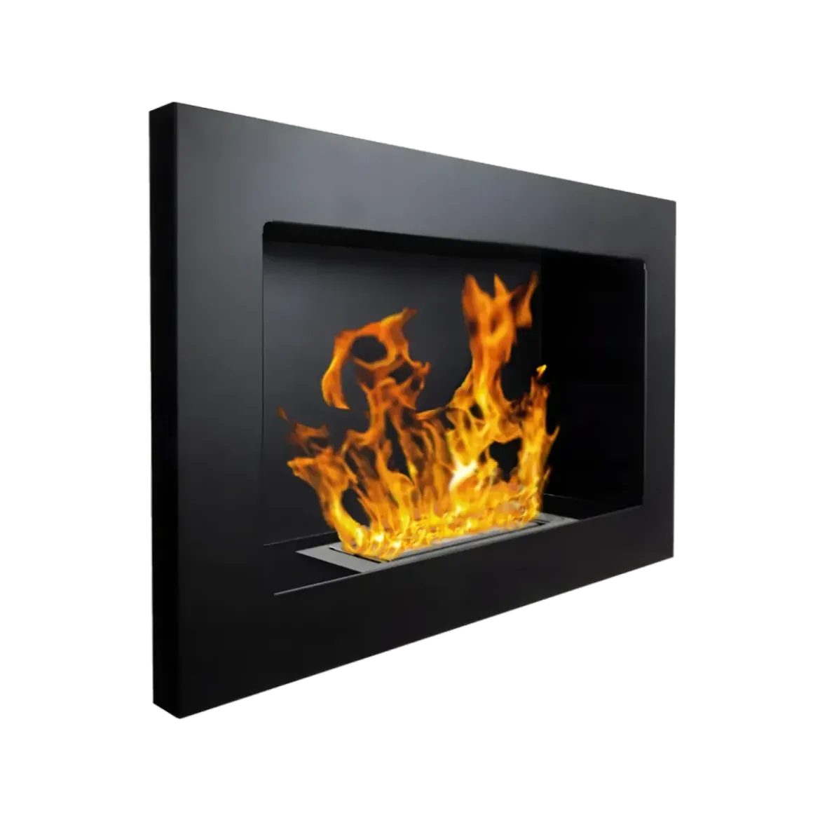 Camino a Bioetanolo da Incasso 2kW Nero in Acciaio Inox 65x12x40 cm