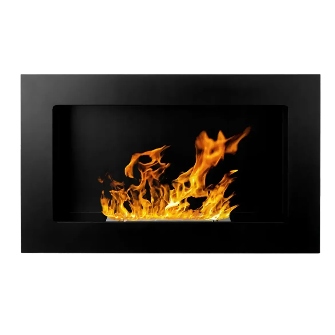 Camino a Bioetanolo da Incasso 2kW Nero in Acciaio Inox 65x12x40 cm
