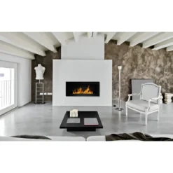 Camino a Bioetanolo da Incasso 2,5kW Nero in Acciaio Inox 90x12x40 cm
