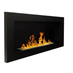 Camino a Bioetanolo da Incasso 2,5kW Nero in Acciaio Inox 90x12x40 cm