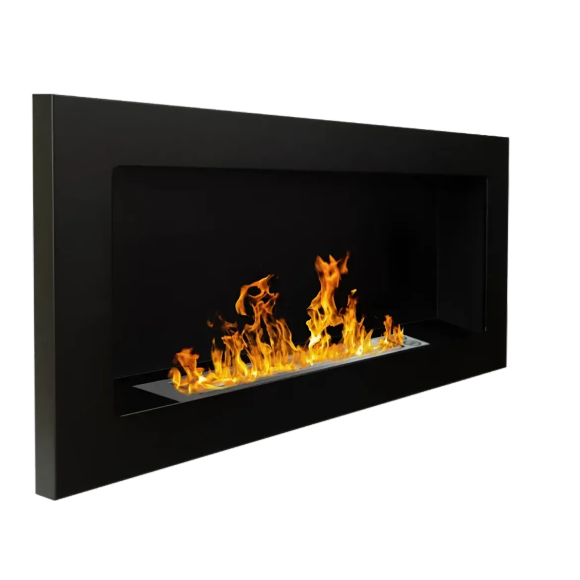 Camino a Bioetanolo da Incasso 2,5kW Nero in Acciaio Inox 90x12x40 cm