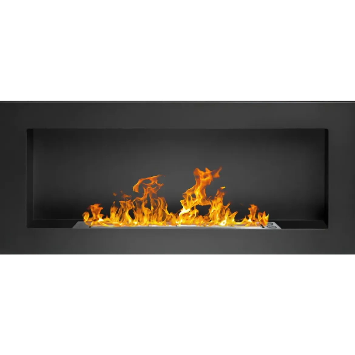 Camino a Bioetanolo da Incasso 2,5kW Nero in Acciaio Inox 90x12x40 cm
