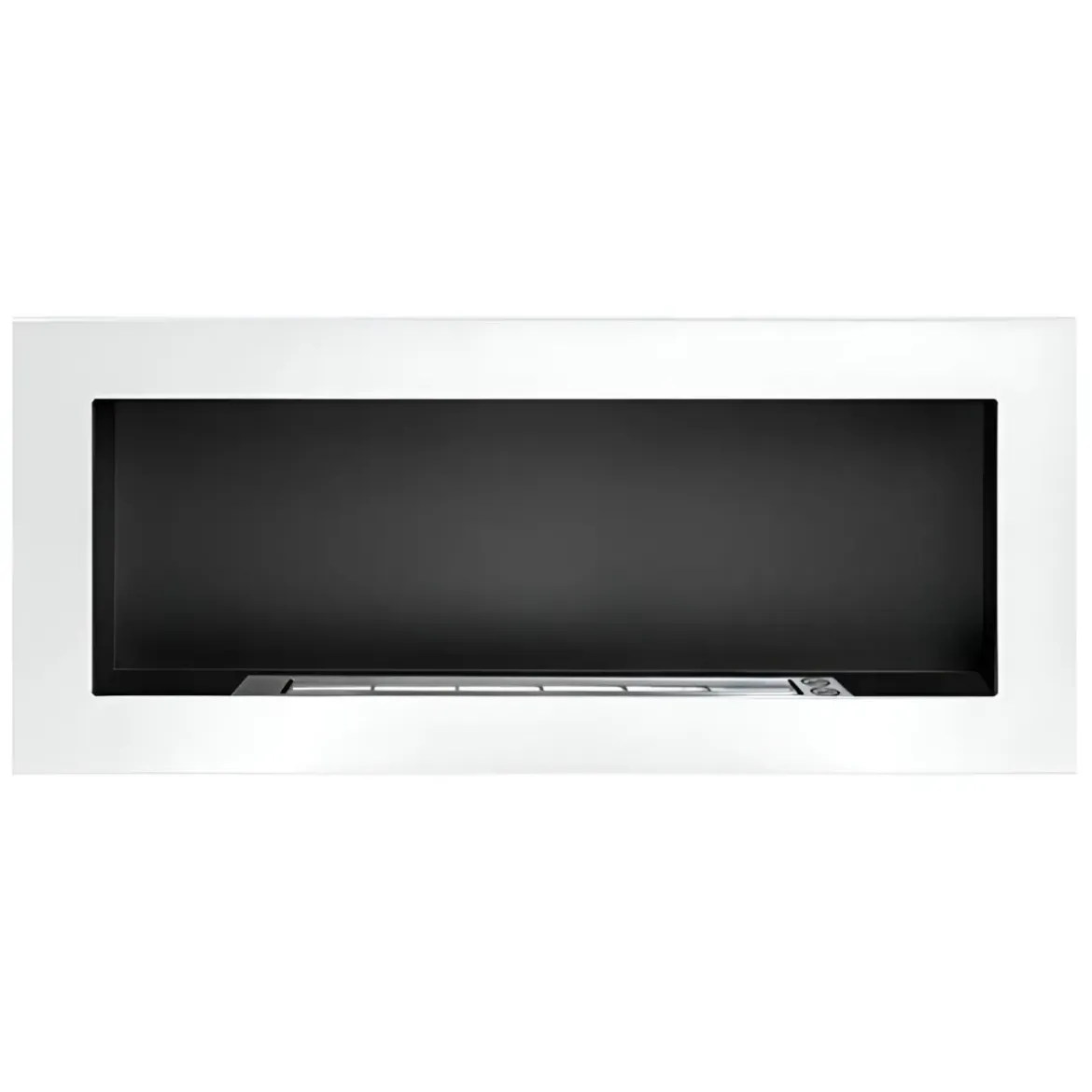 Camino a Bioetanolo da Incasso 2,5kW Bianco Acciaio Inox 90x12x40 cm