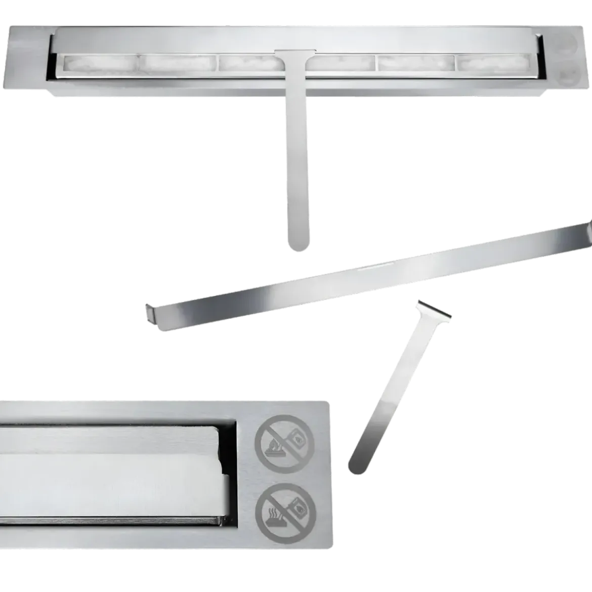 Camino a Bioetanolo da Incasso 2,5kW Bianco Acciaio Inox 90x12x40 cm