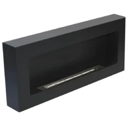 Camino a Bioetanolo da Parete 2,5 KW Nero Fiamma Reale Lana di Roccia