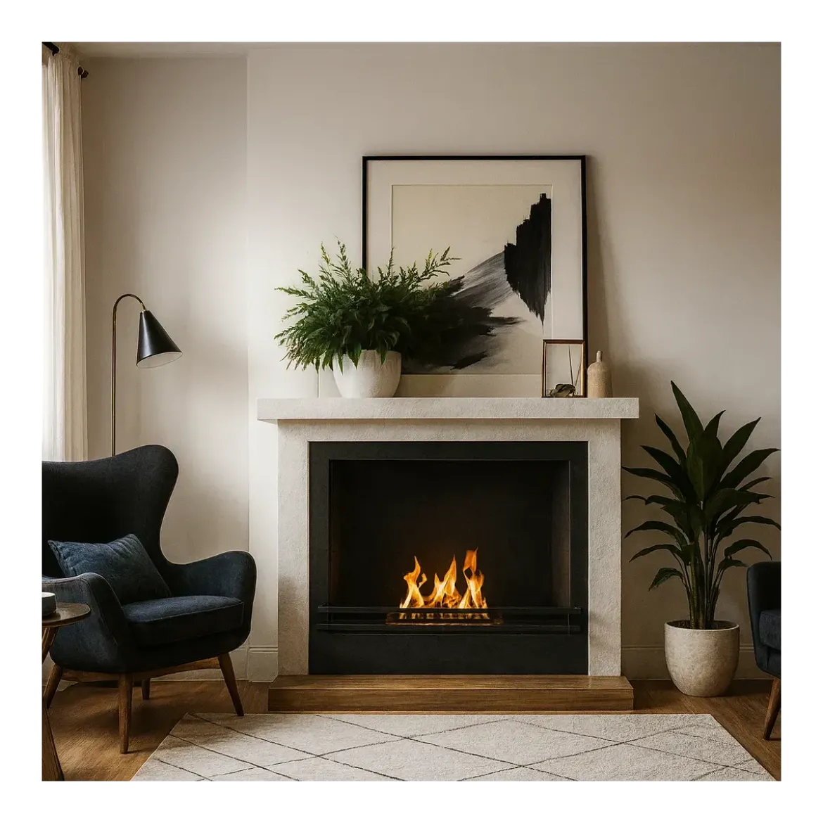 Camino a Bioetanolo 3,4 kW da Soggiorno 1,2L in Legno MDF Bianco
