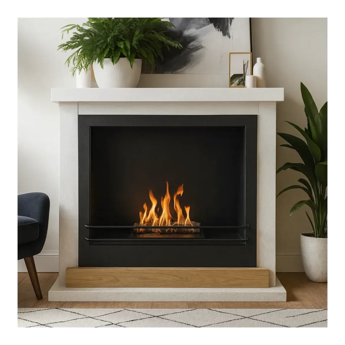Camino a Bioetanolo 3,4 kW da Soggiorno 1,2L in Legno MDF Bianco