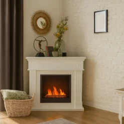 Camino a Bioetanolo 1,8L Angolare da Pavimento Bianco 3,4 kW Legno MDF