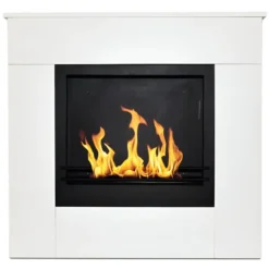 Camino a Bioetanolo 1,8L da Soggiorno 3,4 kW in Legno Bianco Venato