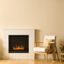 Camino a Bioetanolo 1,8L da Soggiorno 3,4 kW in Legno Bianco Venato