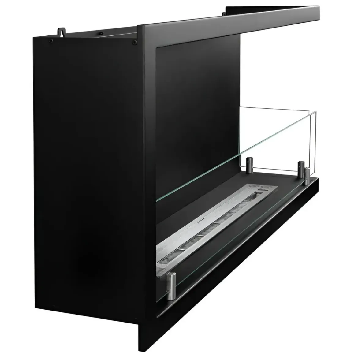Camino a Bioetanolo 1,5L Nero Angolare a Destra da Incasso 90x45 cm