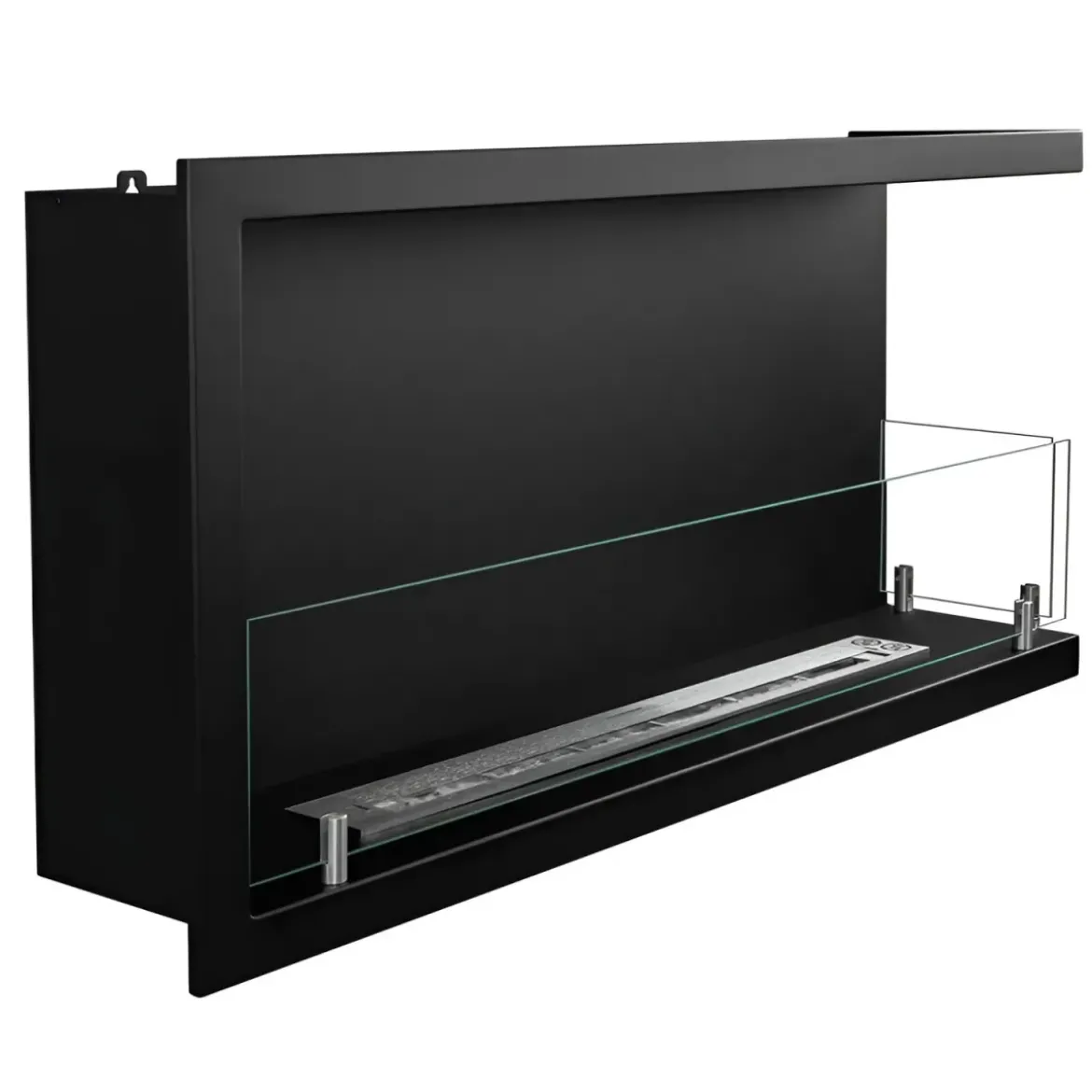 Camino a Bioetanolo 1,5L Nero Angolare a Destra da Incasso 90x45 cm