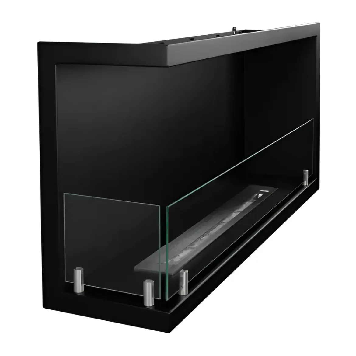 Camino a Bioetanolo 1,5L Nero Angolare a Sinistra da Incasso 90x45 cm