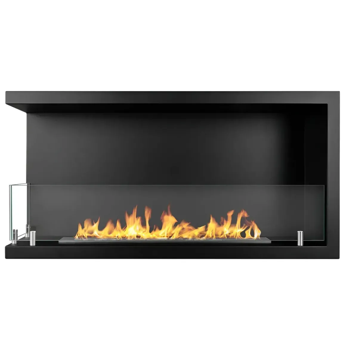 Camino a Bioetanolo 1,5L Nero Angolare a Sinistra da Incasso 90x45 cm
