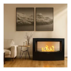 Camino a Bioetanolo 4,5L Nero da Appoggio 4kW da Interno Esterno