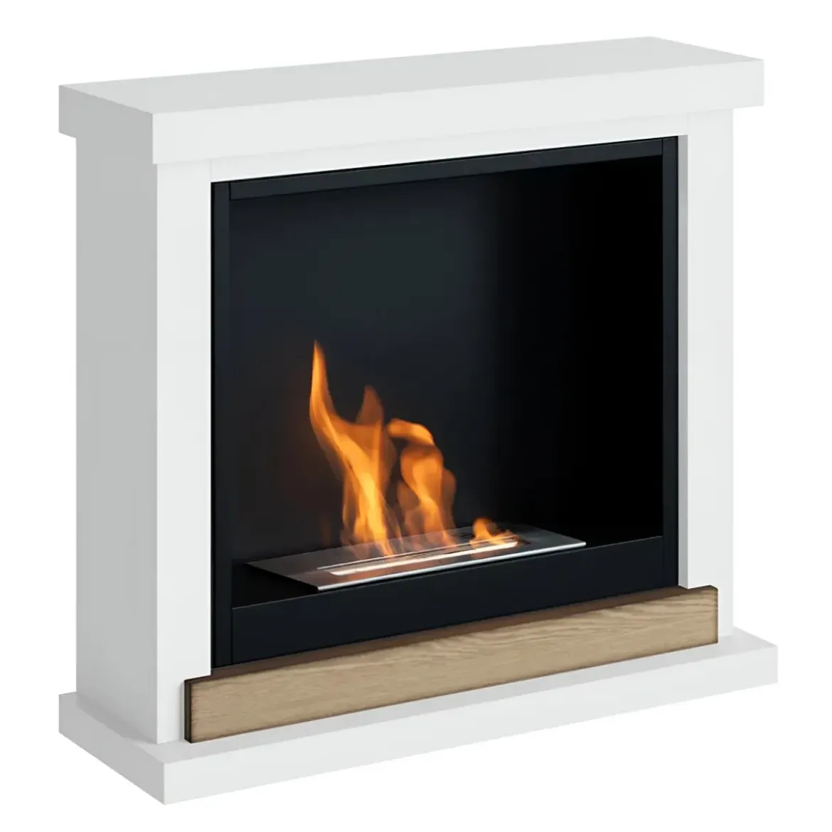 Camino a Bioetanolo TAGU FreeFlame Hagen Bianco Dettaglio Legno