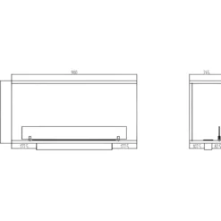 Camino a Bioetanolo Trifacciale da Incasso 90x45 cm 1,5L Nero 3kW