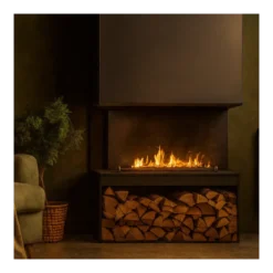 Camino a Bioetanolo Trifacciale da Incasso 90x45 cm 1,5L Nero 3kW