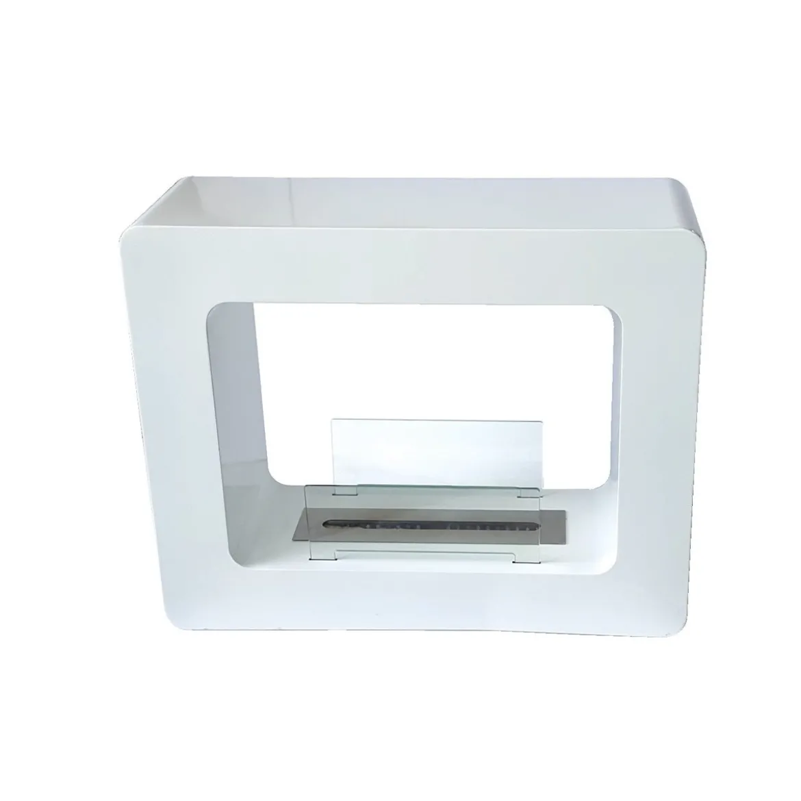 Camino Bioetanolo Bifacciale Bianco Design Decorativo Cornice con Vetro Etanolo