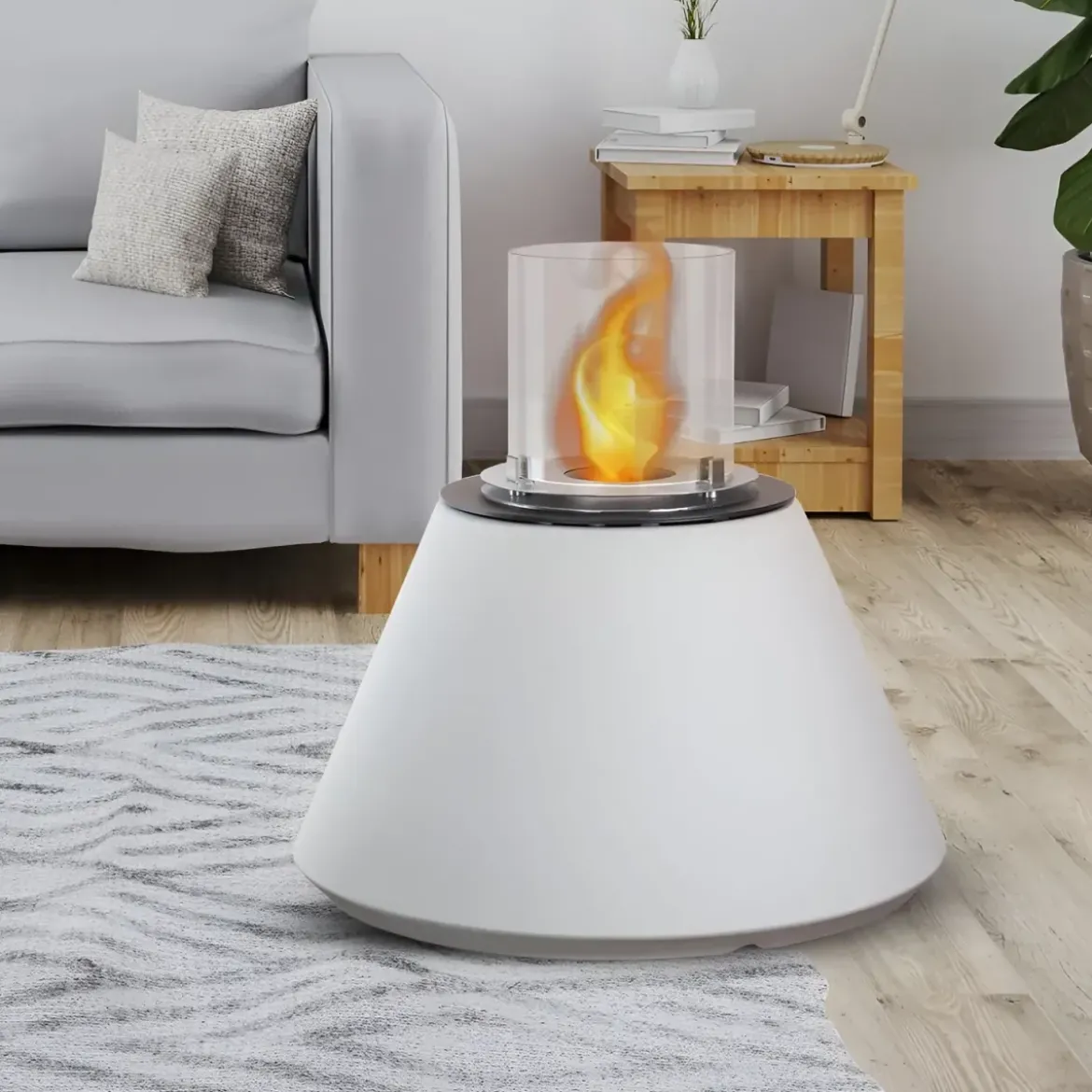 Camino Bioetanolo 1,5L Cono Ø60 Bianco da Terra da Interno Esterno